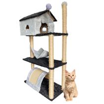 Arranhador Para Gato Casa e Rede Camarote 3 Andares - Lillos Pet