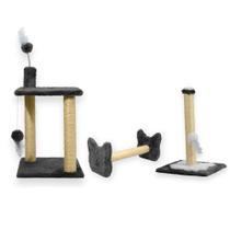 Arranhador Para Gatos 2 Plataformas Rede E Brinquedos Poste P Torre Sisal Cara Gato Poste Horizontal