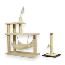 Arranhador Para Gatos 3 Plataformas Rede E Brinquedos Poste P Torre Sisal Cara Gato