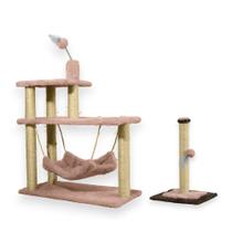 Arranhador Para Gatos 3 Plataformas Rede E Brinquedos Poste P Torre Sisal Cara Gato
