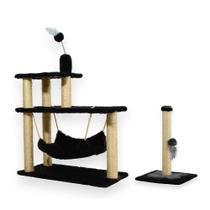 Arranhador Para Gatos 3 Plataformas Rede E Brinquedos Poste P Torre Sisal Cara Gato