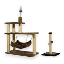 Arranhador Para Gatos 3 Plataformas Rede E Brinquedos Poste P Torre Sisal Cara Gato