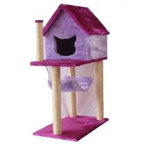 Arranhador Para Gatos Casa Com Rede - Roxo Com Lilás