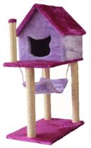 Arranhador Para Gatos Casinha E Rede - Roxo Com Lilas