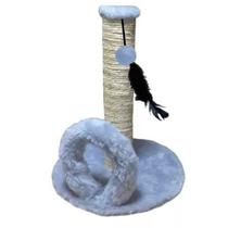 Arranhador Para Gatos Cinza Redondo Com Arco e Poste Sisal