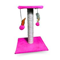 Arranhador para gatos em torre interativo sisal cor rosa