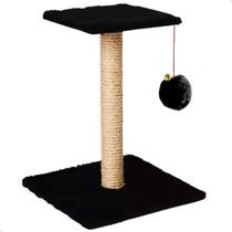 Arranhador para Gatos Pet Quadrado Poste Sisal com Brinquedo Pompom Pelúcia Guizo GT6315