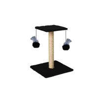 Arranhador para gatos poste com brinquedo duplo preto