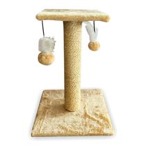 Arranhador Para Gatos Poste Sisal Brinquedo Com 2 Bolinha Pet Camurça - JJVERAS