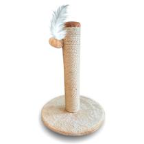 Arranhador Para Gatos Redondo Poste Com Brinquedo Sisal Bege