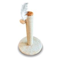 Arranhador Para Gatos Redondo Poste Com Brinquedo Sisal Bege