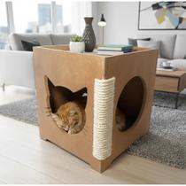 Arranhador Para Gatos REFORÇADO MDF 15MM PREMIUM Casa de Gato Com Arranhador Com Carpete Interno
