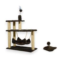 Arranhador para Gatos Sisal Plataforma 3 Andares com Brinquedo Mola Maluca