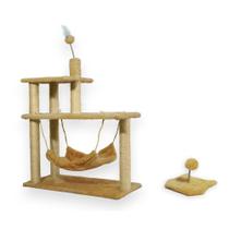 Arranhador para Gatos Sisal Plataforma 3 Andares com Brinquedo Mola Maluca