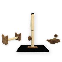 Arranhador Para Gatos Sisal Poste G com Bola Pelúcia Brinquedo Cara de Gato + Mola Maluca