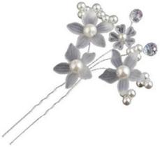 Arranjo 2 Enfeite Cabelo Noiva Perola Debutante - Prateado Arranjo 2 Enfeite Cabelo Noiva Perola Debutante - Prateado