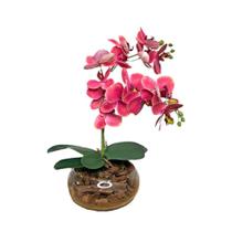 Arranjo 2 Orquídeas Artificiais Coral em Vaso Incolor Arranjo 2 Orquídeas Artificiais Coral em Vaso Incolor