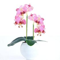 Arranjo 2 Orquídeas Rosa em Vaso Branco Fosco Diva
