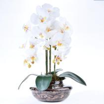 Arranjo 3 Orquídeas Artificiais em Terrário Pequeno Incolor - Vila das Flores