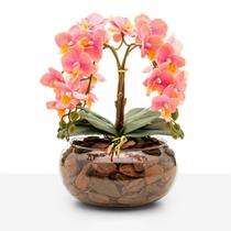 Arranjo 4 Hastes Orquídea Flor Artificial Realista Decoração Centro de Mesa