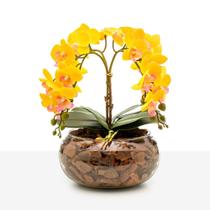 Arranjo 4 Hastes Orquídea Flor Artificial Realista Decoração Centro de Mesa
