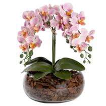 Arranjo 4 Hastes Orquídea Flor Artificial Realista Decoração Centro de Mesa