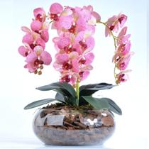 Arranjo 4 Orquídeas Artificiais Rosa em Vaso de Vidro Nara - Vila das Flores