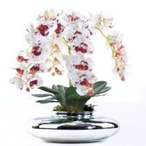 Arranjo 4 Orquídeas Artificiais Tigre em Terrário Prata Mari Arranjo 4 Orquídeas Artificiais Tigre em Terrário Prata Mari