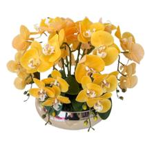 Arranjo 6 Flores De Orquídeas Amarelas Vaso Dourado Grande Arranjo 6 Flores De Orquídeas Amarelas Vaso Dourado Grande