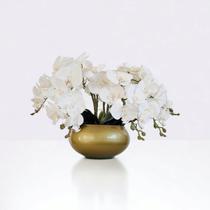 Arranjo 6 flores de orquideas brancas No vaso
