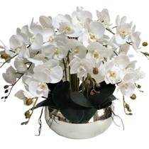 Arranjo Artificial 10 Hastes Orquídeas Silicone e Vaso Arranjo Artificial 10 Hastes Orquídeas Silicone e Vaso
