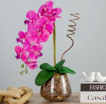 Arranjo Artificial de Orquídea no Vaso de Vidro