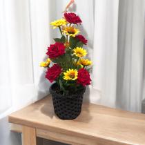 Arranjo Artificial Girassóis com Rosas Veludo Aveludada Flores Artificiais