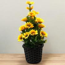 Arranjo Artificial Girassol Amarelo Redondo Para Mesa Artificiais Com Vaso