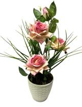 Arranjo Artificial Rosas Aveludadas Rosa