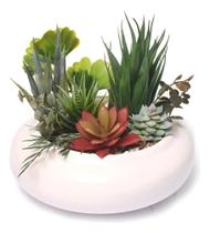 Arranjo Artificial Suculenta Vaso Ikebama Mesa Sala Jantar C