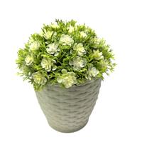 Arranjo Buchinho Artificial Mini Flores Brancas Vaso Branco - JL FLORES ARTIFICIAIS