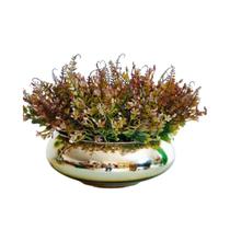 Arranjo Buque de Folhagem Artificial no Vaso Dourado G Leo