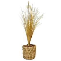 Arranjo Capim Dos Pampas Artificial Com Vaso Palha Completo