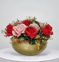 Arranjo Centro de Mesa Misto Rosas Flores Vermelhas E Vaso Arranjo Centro de Mesa Misto Rosas Flores Vermelhas E Vaso