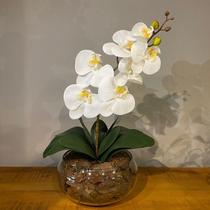 Arranjo Centro de Mesa Orquídea Branca Artificial Vaso Grande