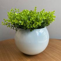 Arranjo Centro de Mesa Vaso Branco Verdinho Artificial Completo Arranjo Centro de Mesa Vaso Branco Verdinho Artificial Completo