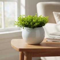 Arranjo Centro de Mesa Vaso Branco Verdinho Artificial Completo Arranjo Centro de Mesa Vaso Branco Verdinho Artificial Completo