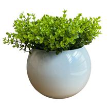 Arranjo Centro de Mesa Vaso Branco Verdinho Artificial Completo Arranjo Centro de Mesa Vaso Branco Verdinho Artificial Completo