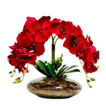 Arranjo centro de Mesa Vaso Grande 4 Orquídeas Vermelhas - La Caza Store