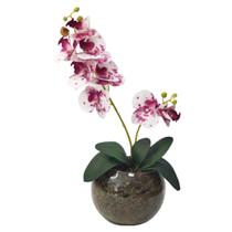 Arranjo Centro Mesa 1 Orquídea Artificial Vaso Tigrada - La Caza Store