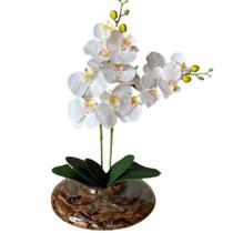 Arranjo Centro Mesa 2 Orquídeas Artificial Vaso Grande