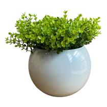 Arranjo Centro Mesa Vaso Branco Verdinho Artificial Completo Arranjo Centro Mesa Vaso Branco Verdinho Artificial Completo