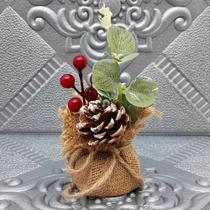 Arranjo Cereja Pinha Artificial Vaso Enfeite Mesa Natal 15cm Pinha Arranjo Cereja Pinha Artificial Vaso Enfeite Mesa Natal 15cm Pinha