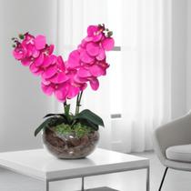 Arranjo com 2 orquideas pink no vaso incolor lagoon Arranjo com 2 orquideas pink no vaso incolor lagoon